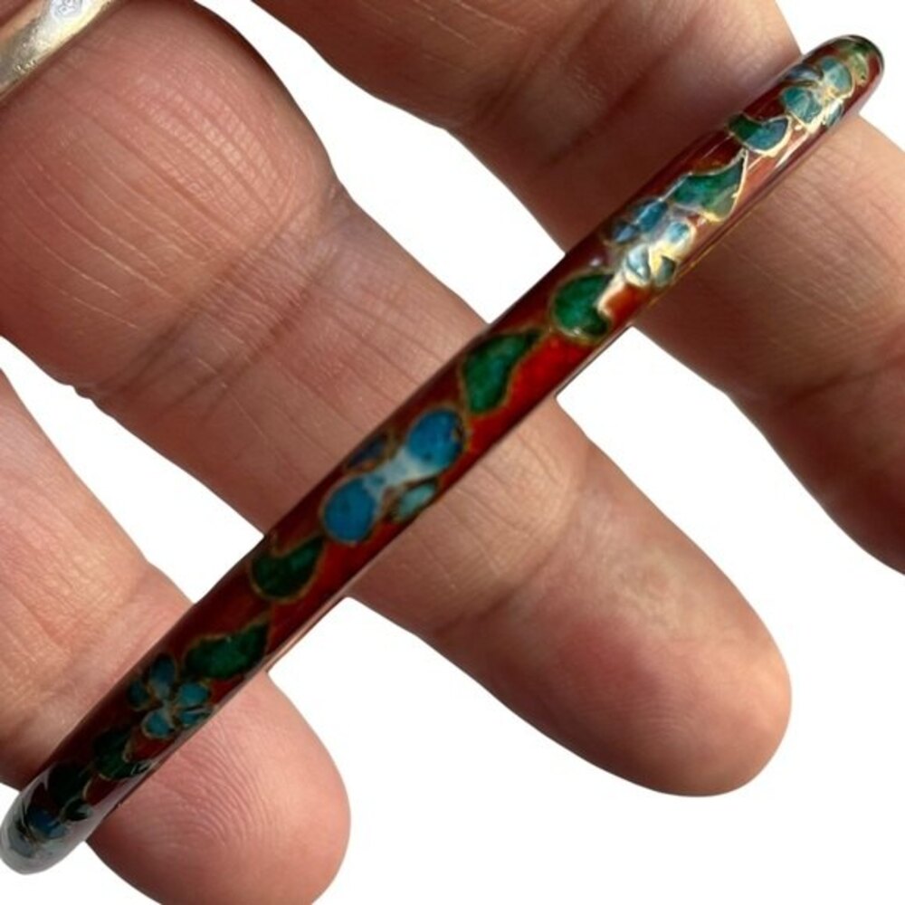 Vintage Cloisonne Red Bangle Bracelet